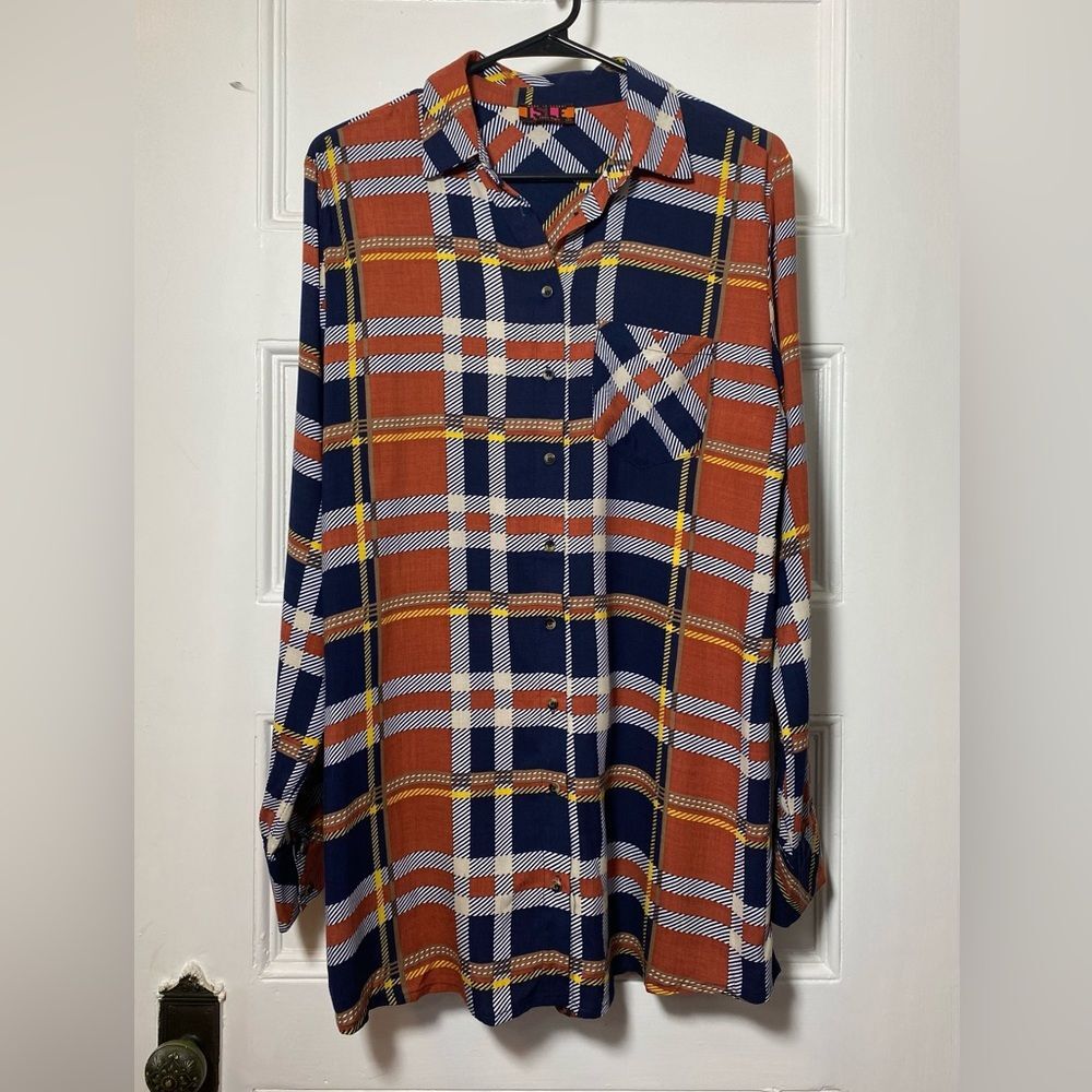 Isle by Melis Kozan | Plaid Button Down Shirt with Back Print